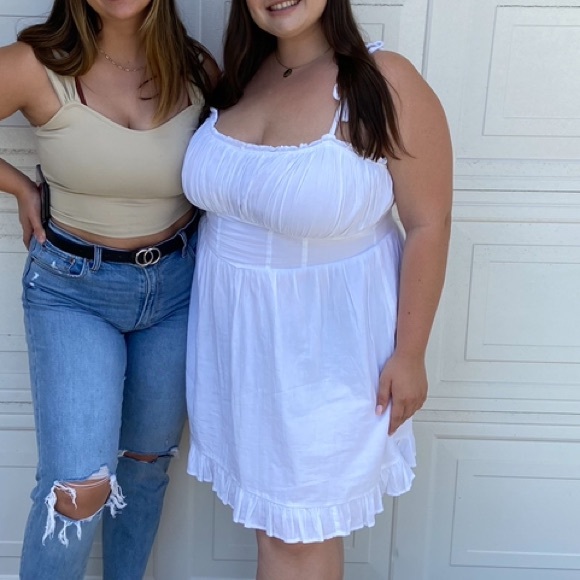 Aerie White/Cream Mini Corset Dress Size XXL/2x with Ruffles and Tie Straps - Picture 15 of 15